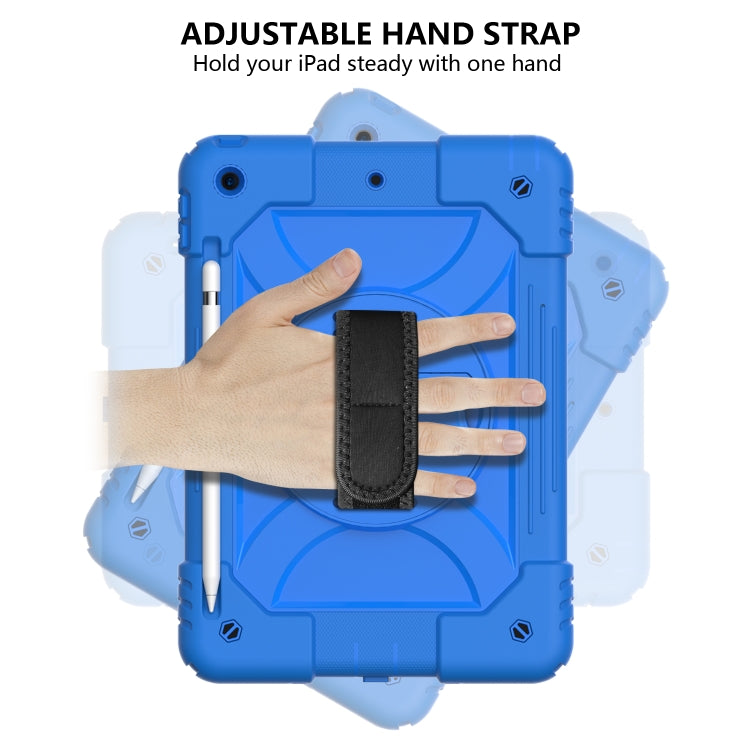 For iPad 10.2 Shockproof PC + Silicone Combination Case with Holder & Hand Strap & Shoulder