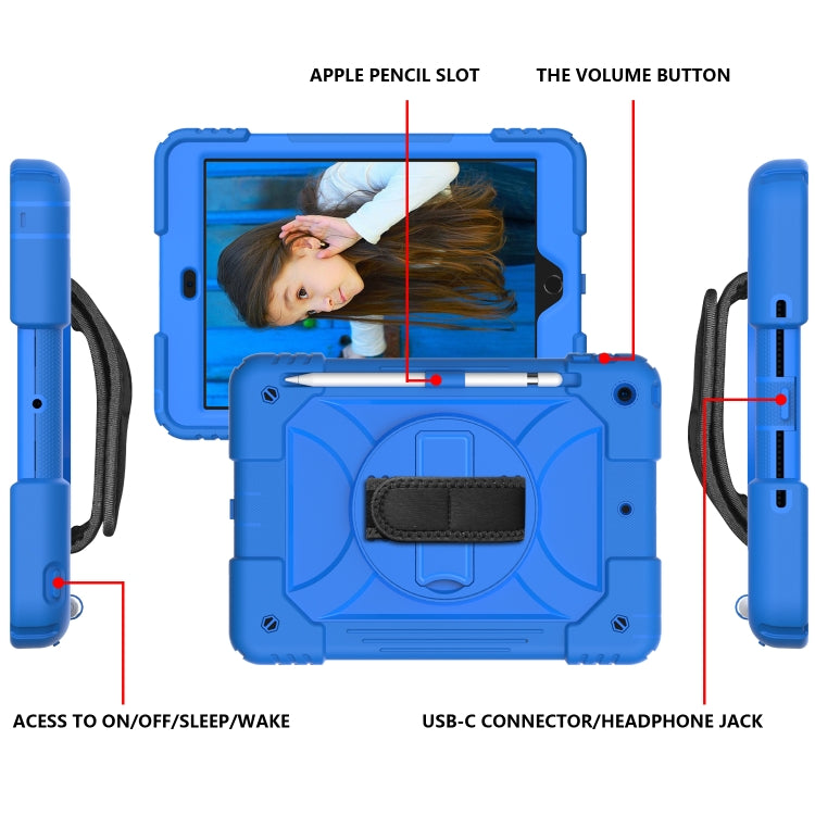 For iPad 10.2 Shockproof PC + Silicone Combination Case with Holder & Hand Strap & Shoulder