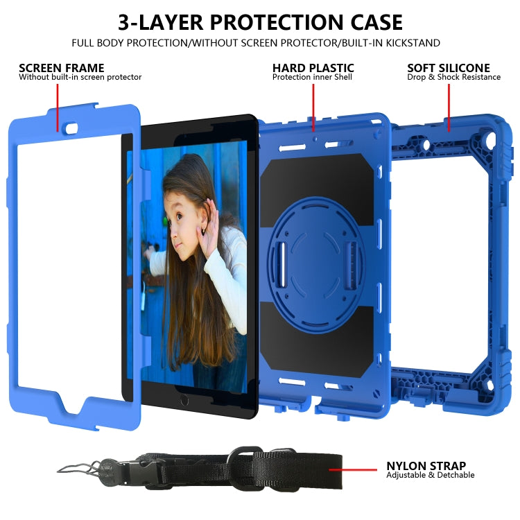 For iPad 10.2 Shockproof PC + Silicone Combination Case with Holder & Hand Strap & Shoulder