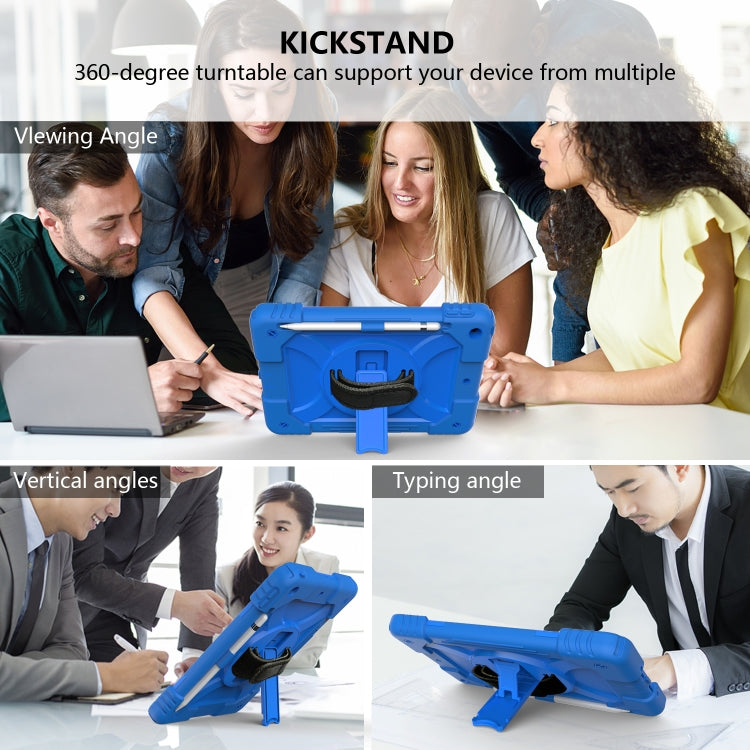 For iPad 10.2 Shockproof PC + Silicone Combination Case with Holder & Hand Strap & Shoulder