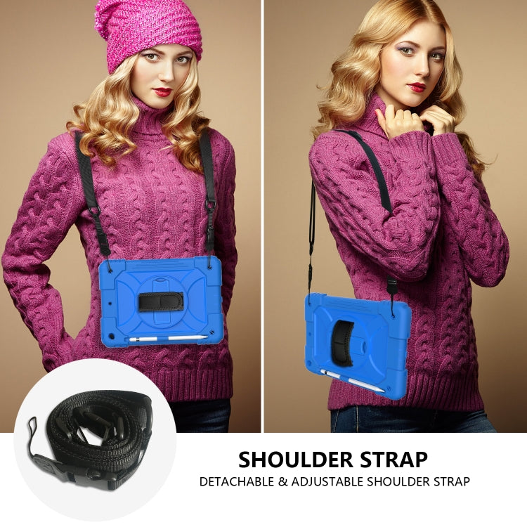 For iPad 10.2 Shockproof PC + Silicone Combination Case with Holder & Hand Strap & Shoulder