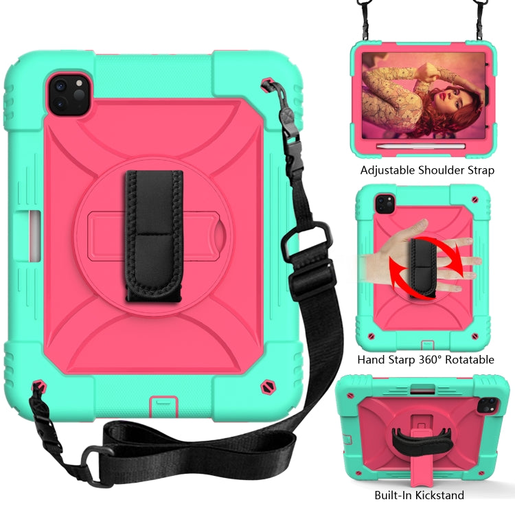 For iPad Pro 11 (2020) Shockproof  PC + Silicone Combination Tablet Case with Holder & Hand Strap & Shoulder strap