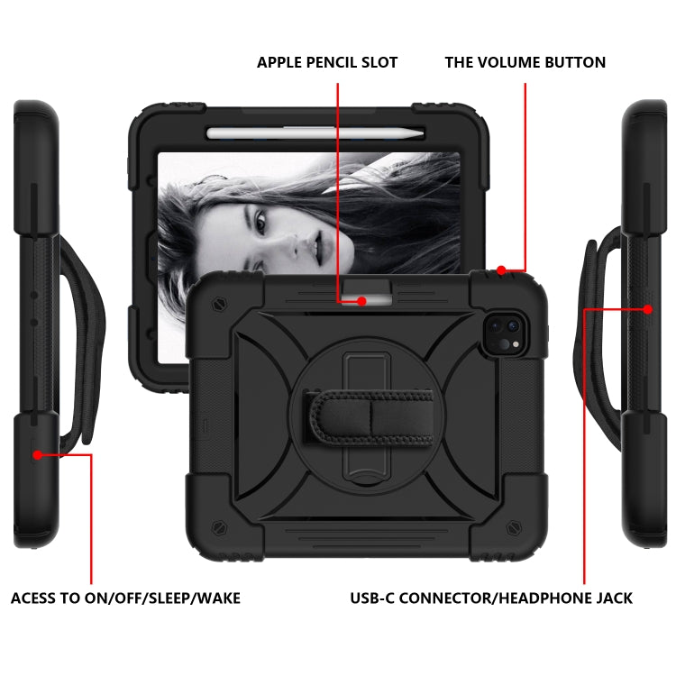 For iPad Pro 11 (2020) Shockproof  PC + Silicone Combination Tablet Case with Holder & Hand Strap & Shoulder strap