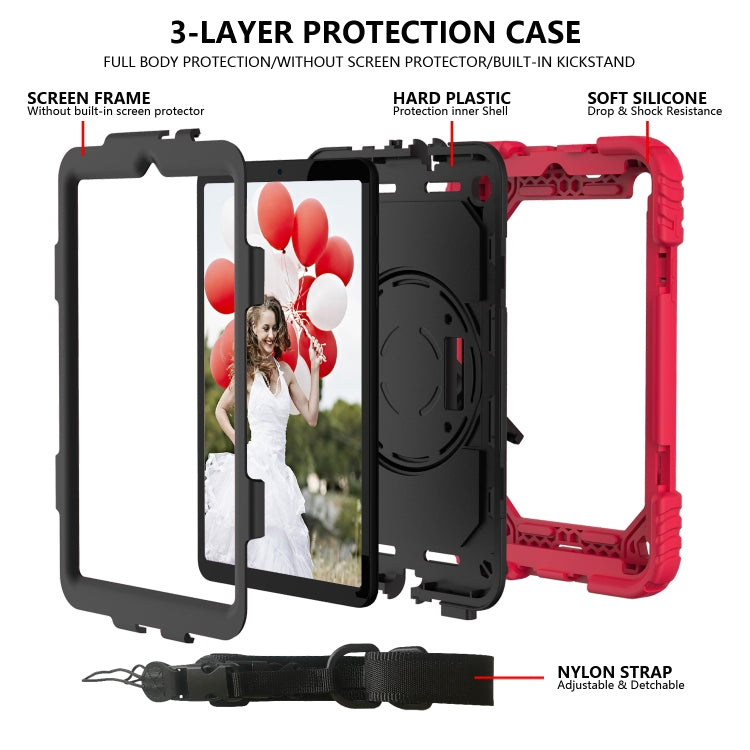 For Samsung Galaxy Tab A 8.4 (2020) Shockproof  PC + Silicone Combination Case with Holder & Hand Strap & Shoulder strap