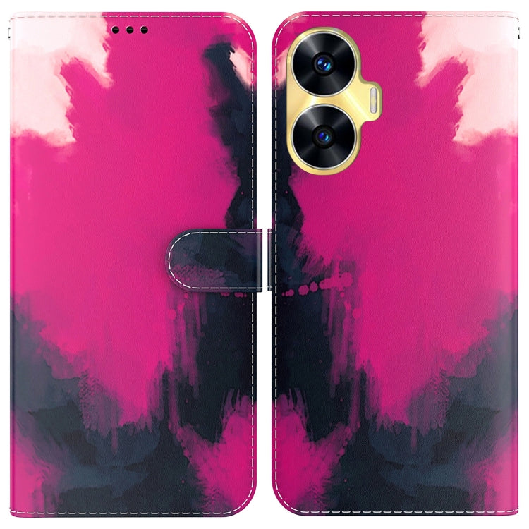 For Realme C55 Watercolor Pattern Flip Leather Phone Case