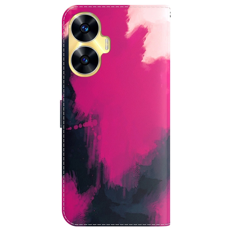 For Realme C55 Watercolor Pattern Flip Leather Phone Case