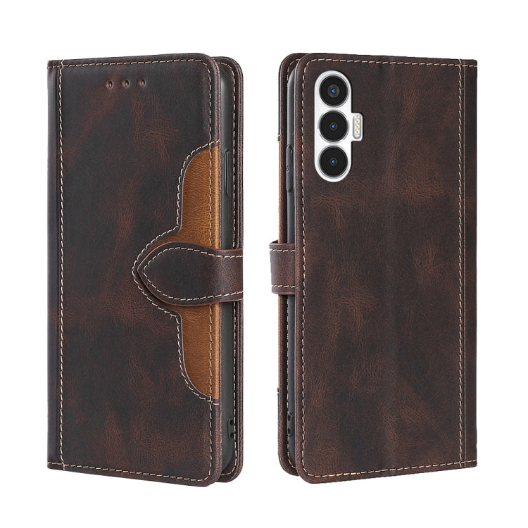 For Tecno Pova 3 Skin Feel Magnetic Buckle Leather Phone Case