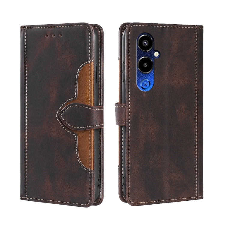 For Tecno Pova 4 Pro Skin Feel Magnetic Buckle Leather Phone Case