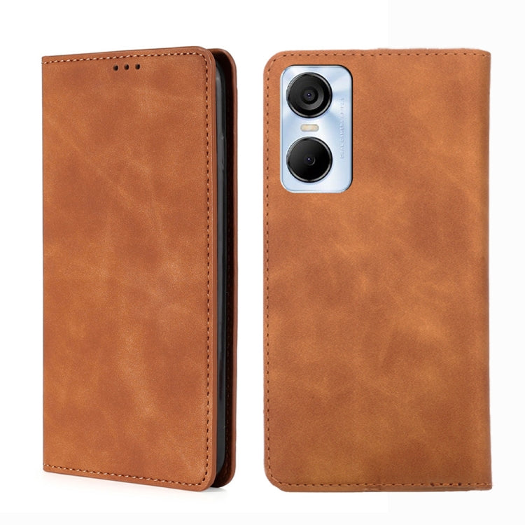 For Tecno Pop 6 Pro Skin Feel Magnetic Horizontal Flip Leather Phone Case