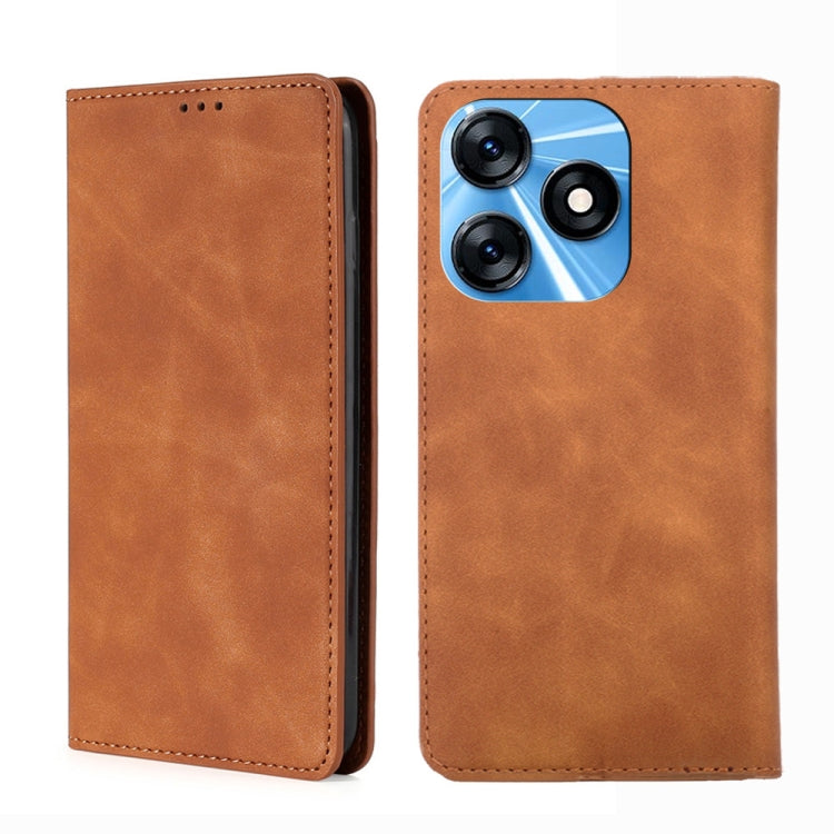 For Tecno Spark 10 4G Skin Feel Magnetic Horizontal Flip Leather Phone Case