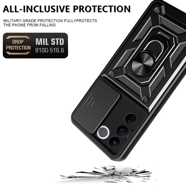 For vivo V27e Sliding Camera Cover Design TPU + PC Phone Case