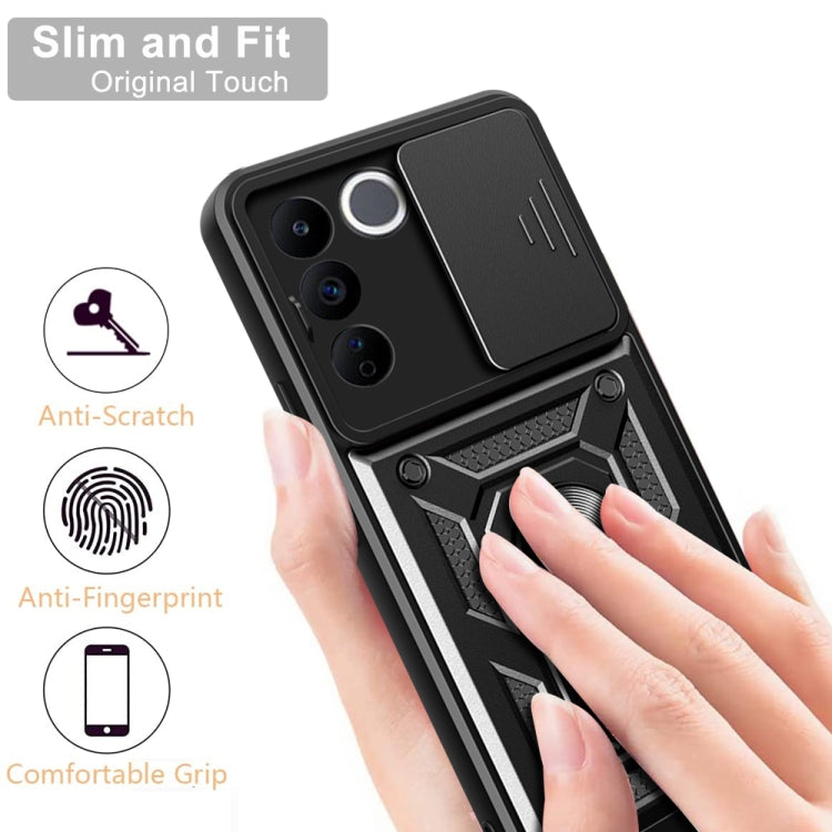 For vivo V27e Sliding Camera Cover Design TPU + PC Phone Case