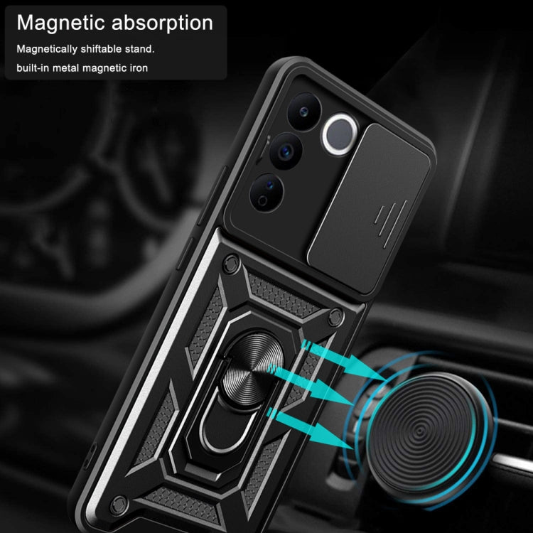 For vivo V27e Sliding Camera Cover Design TPU + PC Phone Case