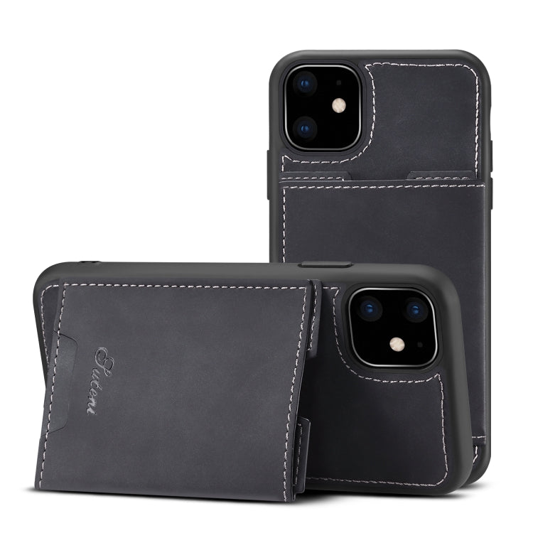 For iPhone 11 H08 TPU + PU Leather Anti-fall Protective Case with Holder & Card Slots