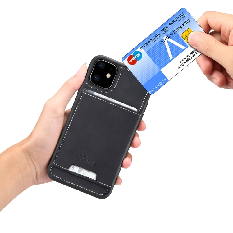 For iPhone 11 H08 TPU + PU Leather Anti-fall Protective Case with Holder & Card Slots