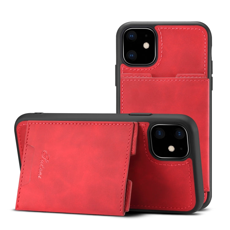 For iPhone 11 H08 TPU + PU Leather Anti-fall Protective Case with Holder & Card Slots