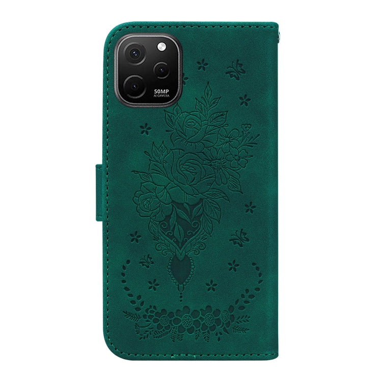 For Huawei nova Y61 / Enjoy 50z Butterfly Rose Embossed Leather Phone Case
