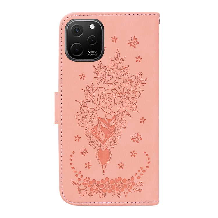 For Huawei nova Y61 / Enjoy 50z Butterfly Rose Embossed Leather Phone Case