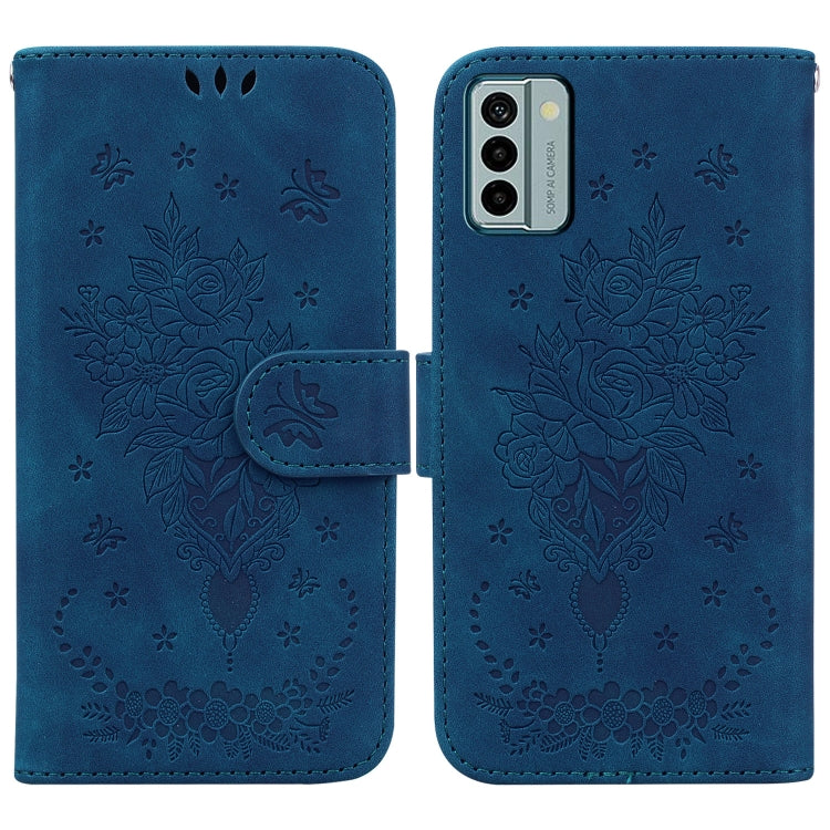 For Nokia G22 Butterfly Rose Embossed Leather Phone Case
