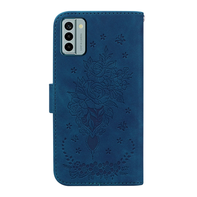 For Nokia G22 Butterfly Rose Embossed Leather Phone Case