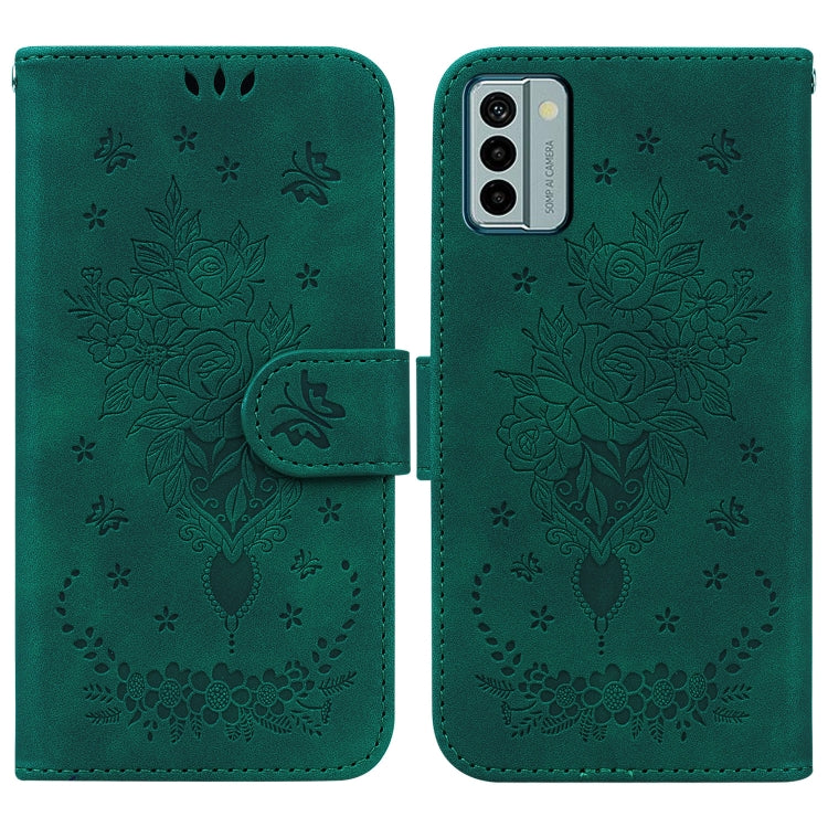 For Nokia G22 Butterfly Rose Embossed Leather Phone Case