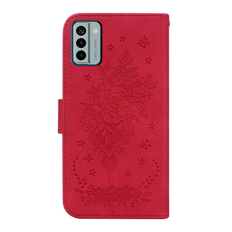 For Nokia G22 Butterfly Rose Embossed Leather Phone Case