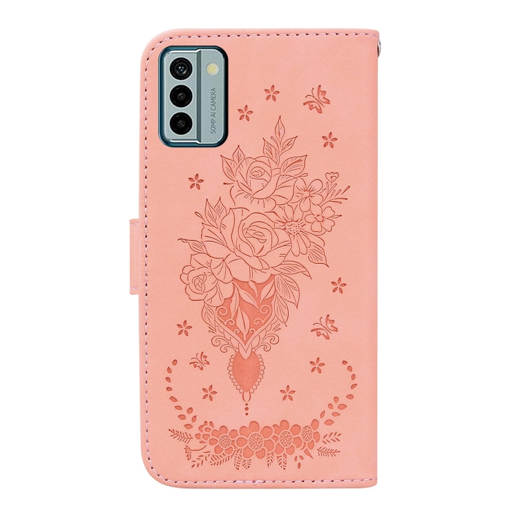 For Nokia G22 Butterfly Rose Embossed Leather Phone Case