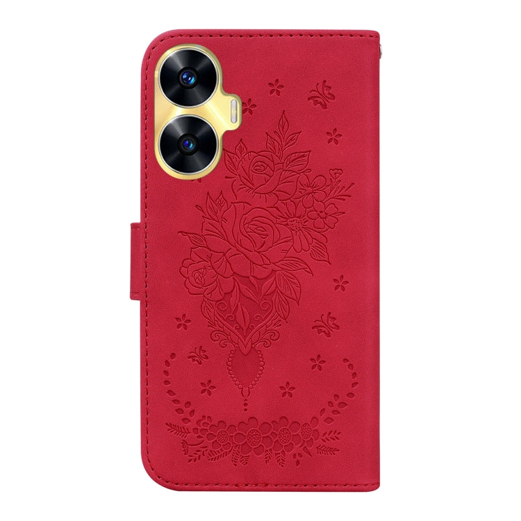 For Realme C55 Butterfly Rose Embossed Leather Phone Case