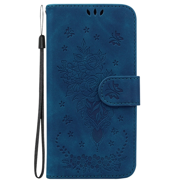 For Samsung Galaxy M14 Butterfly Rose Embossed Leather Phone Case
