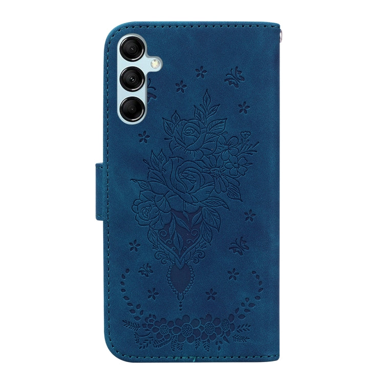 For Samsung Galaxy M14 Butterfly Rose Embossed Leather Phone Case