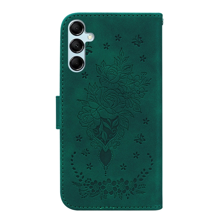 For Samsung Galaxy M14 Butterfly Rose Embossed Leather Phone Case
