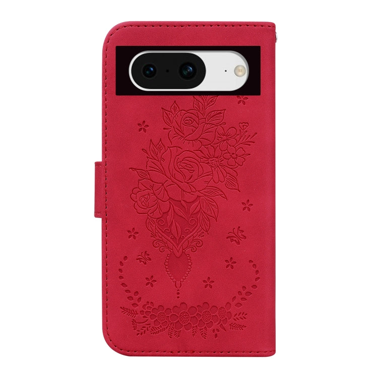 For Google Pixel 8 Butterfly Rose Embossed Leather Phone Case