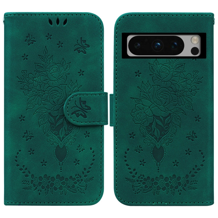 For Google Pixel 8 Pro Butterfly Rose Embossed Leather Phone Case