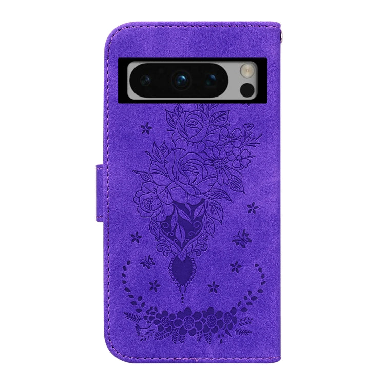 For Google Pixel 8 Pro Butterfly Rose Embossed Leather Phone Case