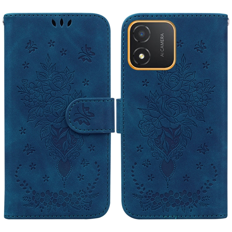 For Honor X5 Butterfly Rose Embossed Leather Phone Case
