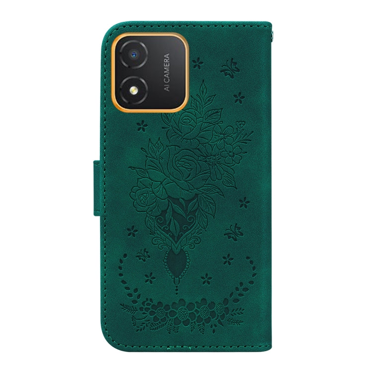 For Honor X5 Butterfly Rose Embossed Leather Phone Case