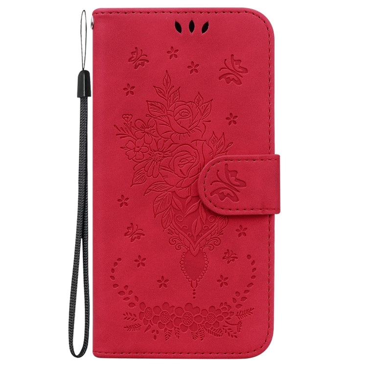 For Honor X5 Butterfly Rose Embossed Leather Phone Case