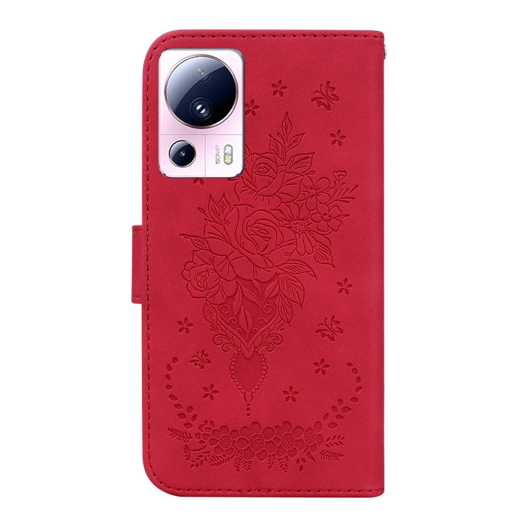 For Xiaomi 13 Lite / Civi 2 Butterfly Rose Embossed Leather Phone Case