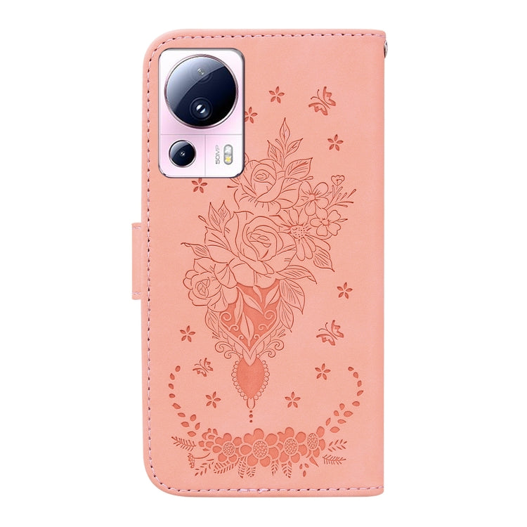 For Xiaomi 13 Lite / Civi 2 Butterfly Rose Embossed Leather Phone Case