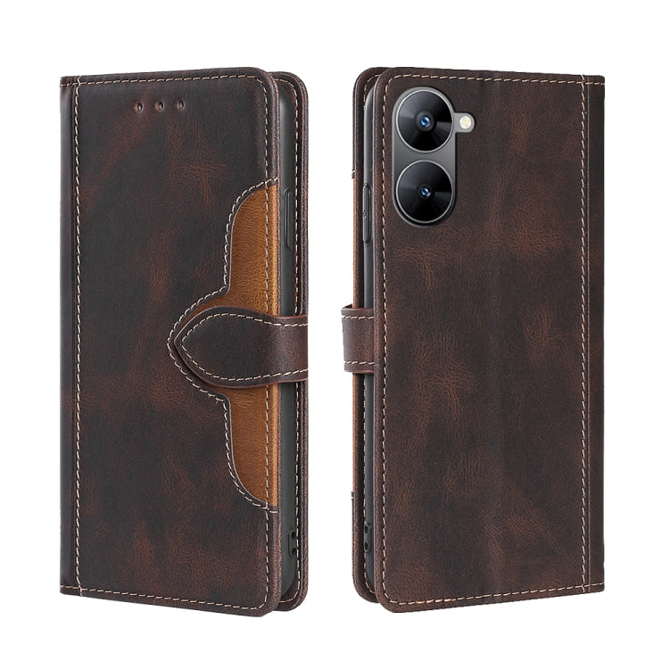 For Realme V30 5G / V30T Skin Feel Magnetic Buckle Leather Phone Case
