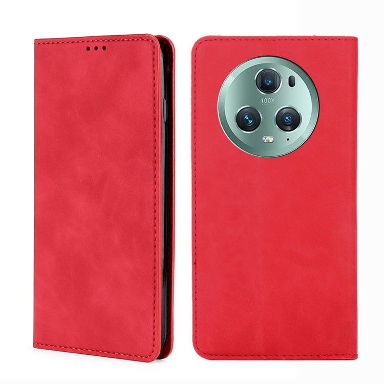 For Honor Magic5 Pro Skin Feel Magnetic Horizontal Flip Leather Phone Case