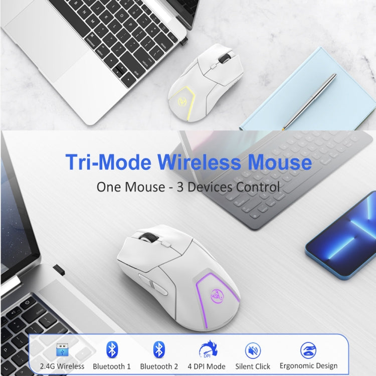 HXSJ T40 7 Keys 4000DPI Three-mode Colorful Backlight Wireless Gaming Mouse Rechargeable