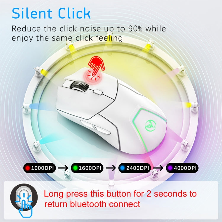 HXSJ T40 7 Keys 4000DPI Three-mode Colorful Backlight Wireless Gaming Mouse Rechargeable