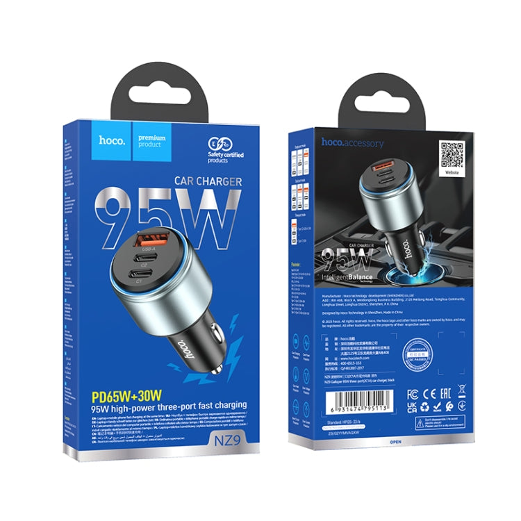 hoco NZ9 Galloper 95W Dual USB-C / Type-C + USB 3-port Car Charger(Black)
