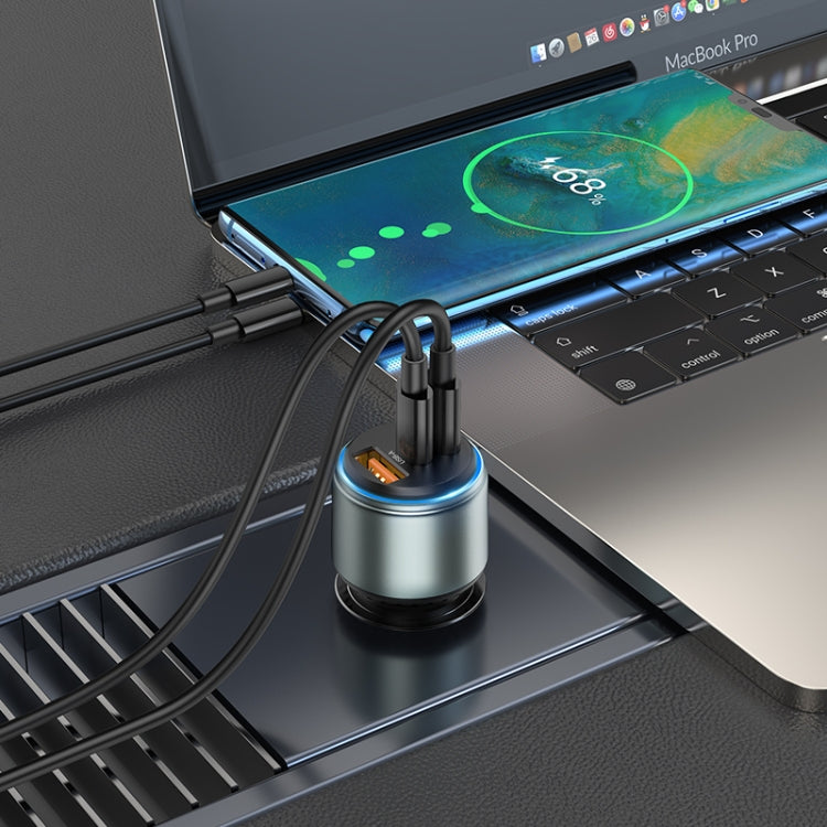 hoco NZ9 Galloper 95W Dual USB-C / Type-C + USB 3-port Car Charger(Black)