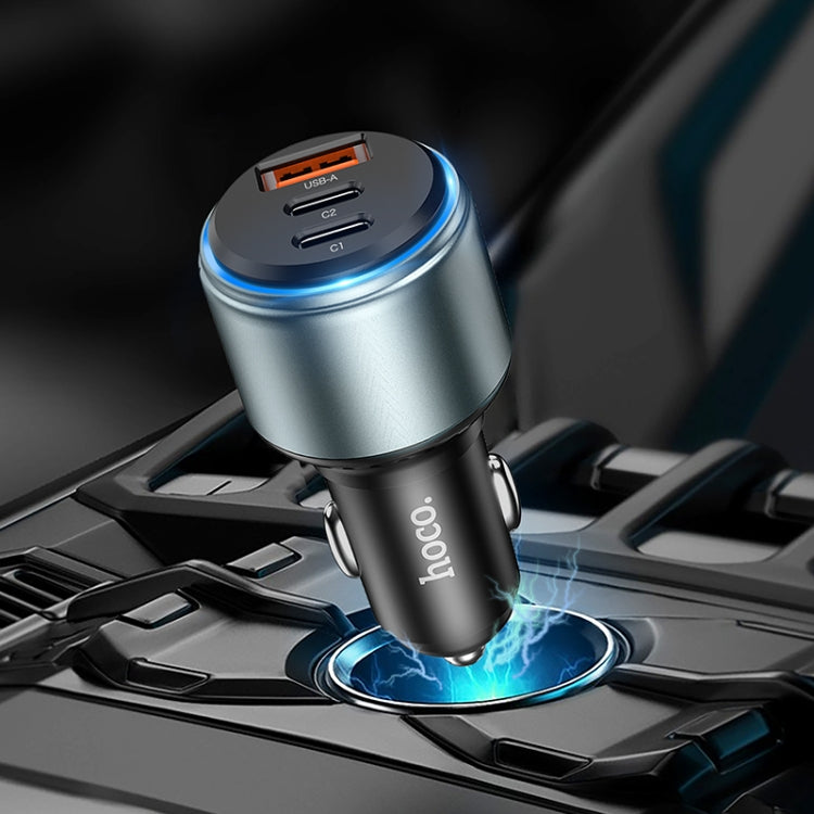 hoco NZ9 Galloper 95W Dual USB-C / Type-C + USB 3-port Car Charger(Black)