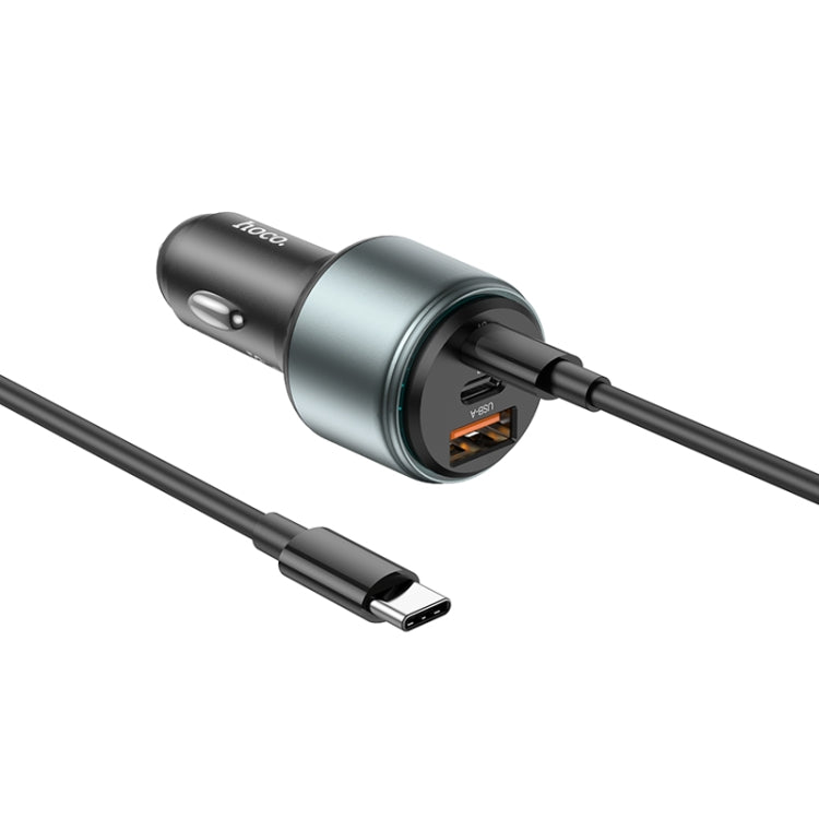 hoco NZ9 Galloper 95W Dual USB-C / Type-C + USB 3-port Car Charger with Type-C to Type-C Cable(Black)