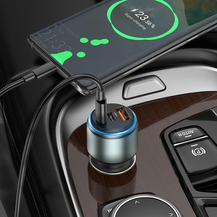 hoco NZ9 Galloper 95W Dual USB-C / Type-C + USB 3-port Car Charger with Type-C to Type-C Cable(Black)
