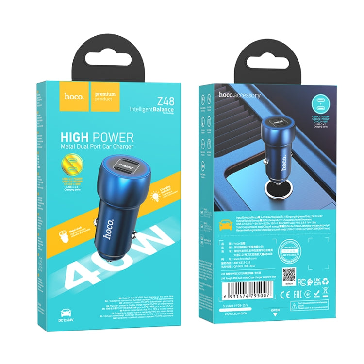 hoco Z48 Tough 40W Dual USB-C / Type-C Port Car Charger