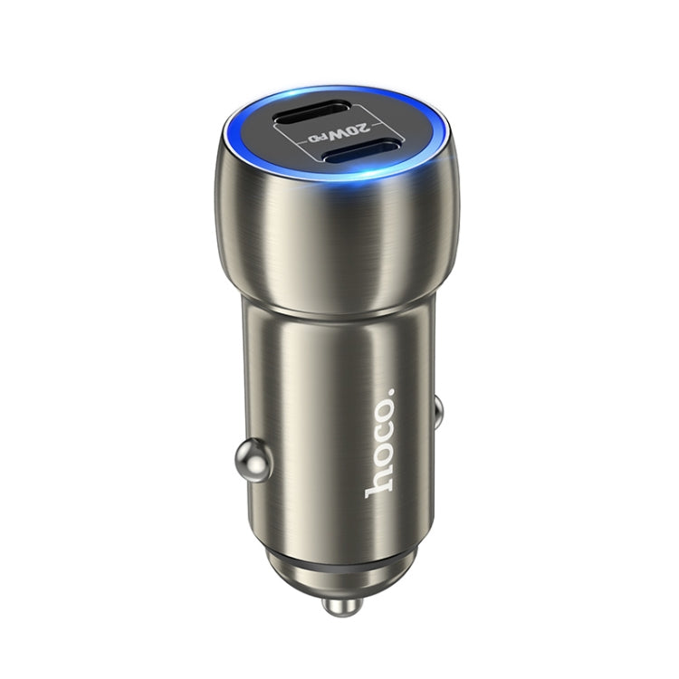 hoco Z48 Tough 40W Dual USB-C / Type-C Port Car Charger with Type-C to 8 Pin Cable